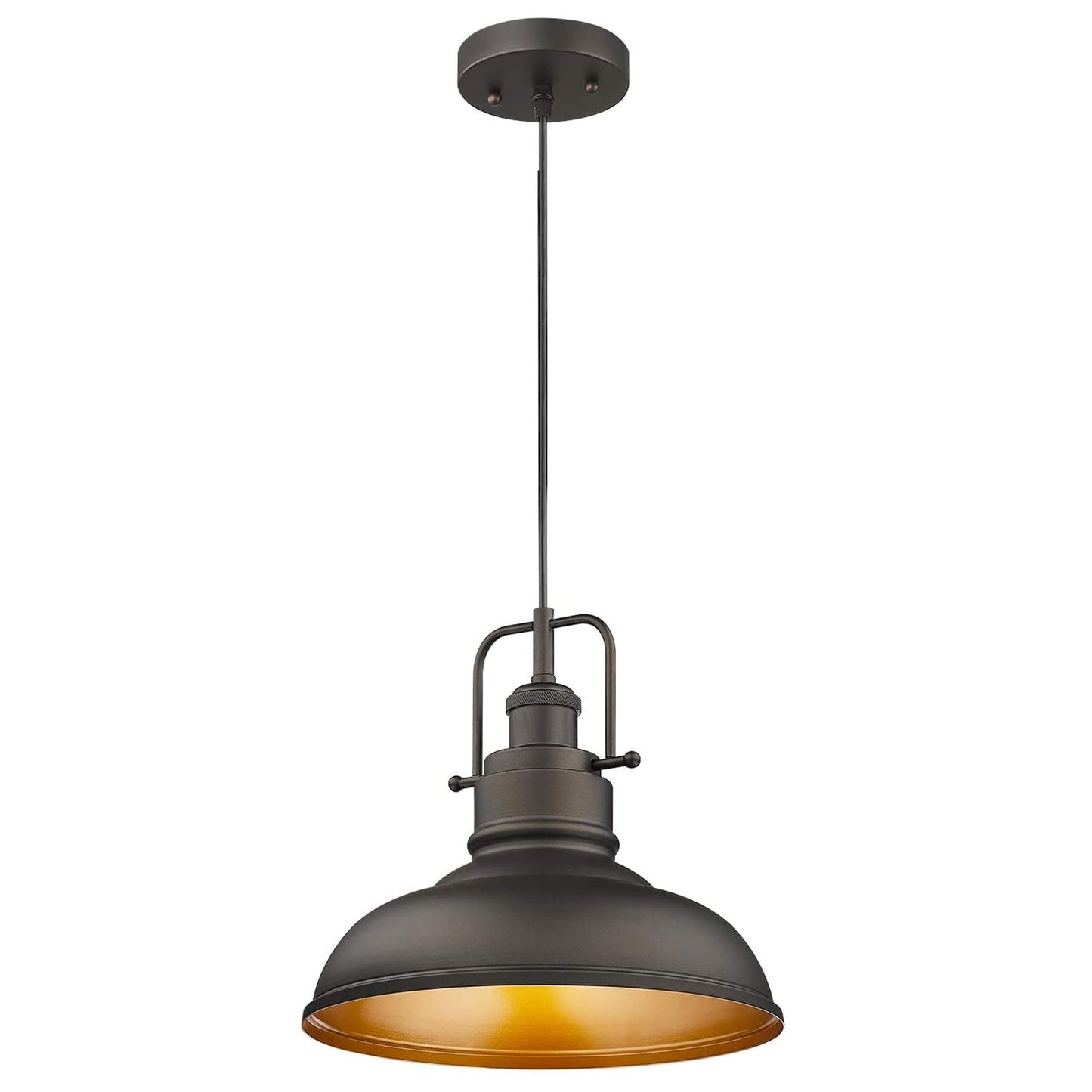 1-Light Industrial Farmhouse Metal Dome Pendant Light, Oil Rubbed Bronze Finish