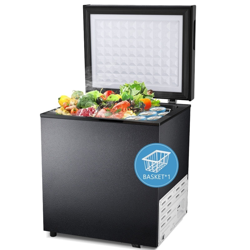 Congélateur coffre de 1,8 pi³ avec panier amovible, vidange par le bas, thermostat à 7 niveaux, conception autonome pour maison et appartement
