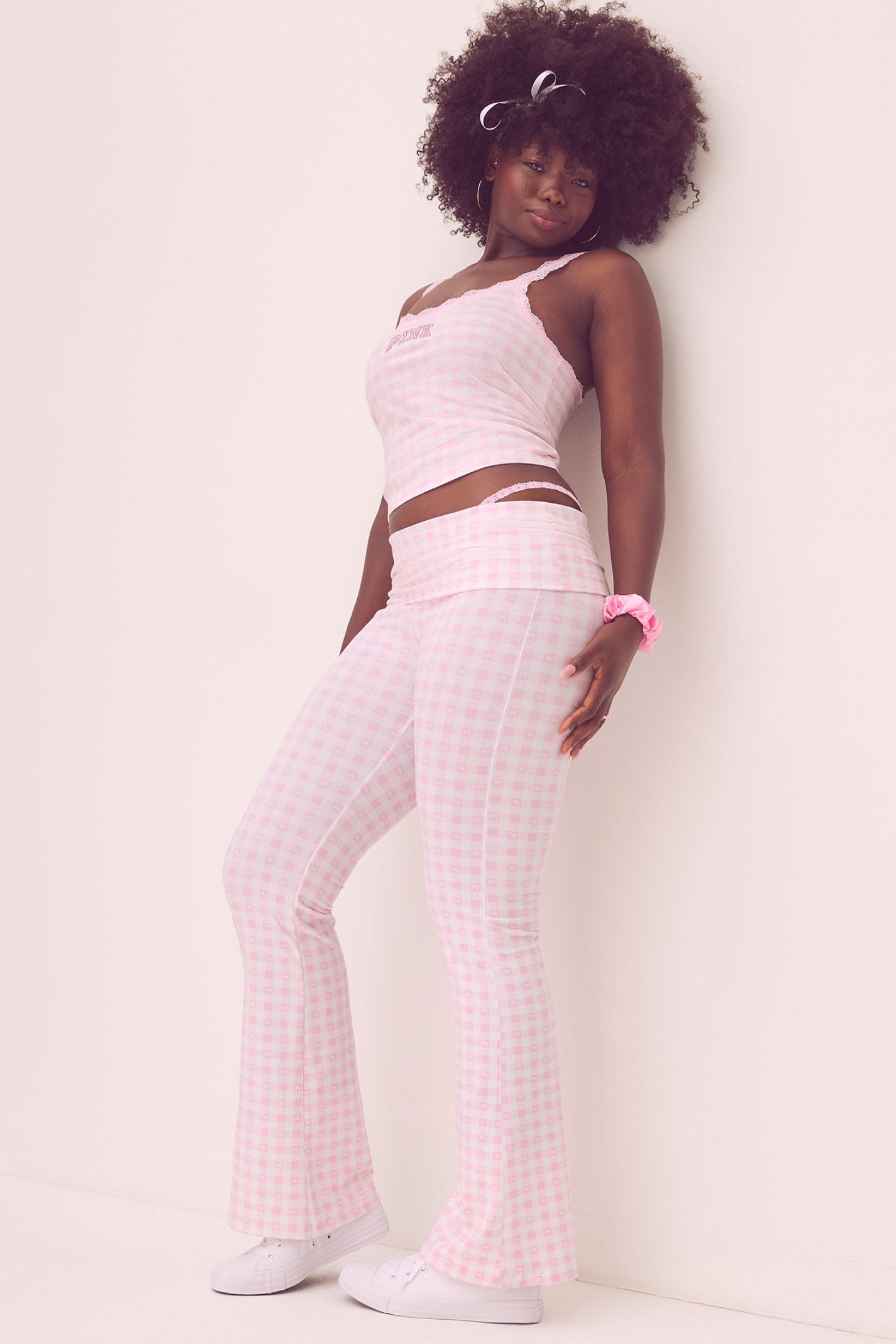 Legging évasé en coton PINK x LoveShackFancy