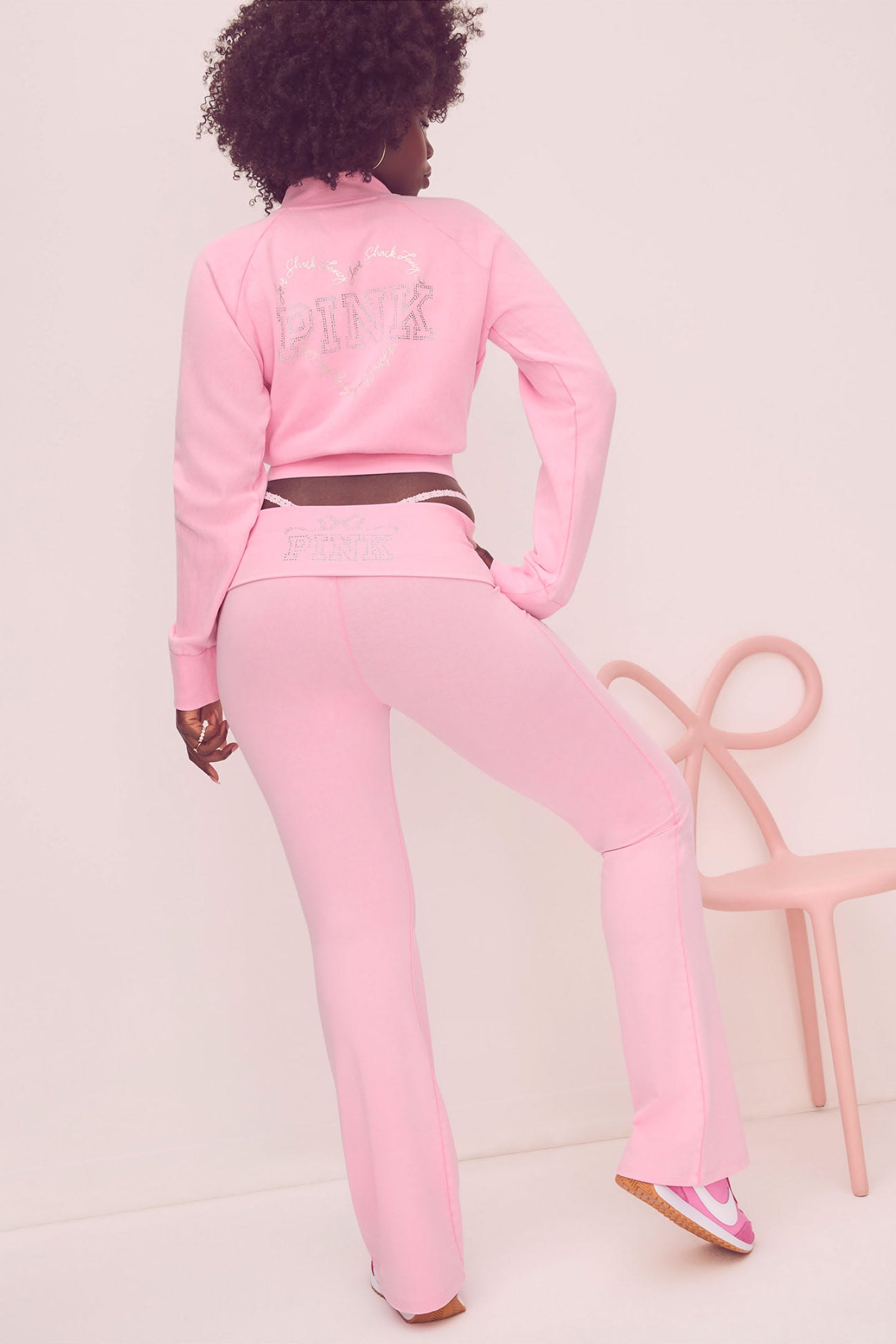 Legging évasé en coton délavé PINK x LoveShackFancy