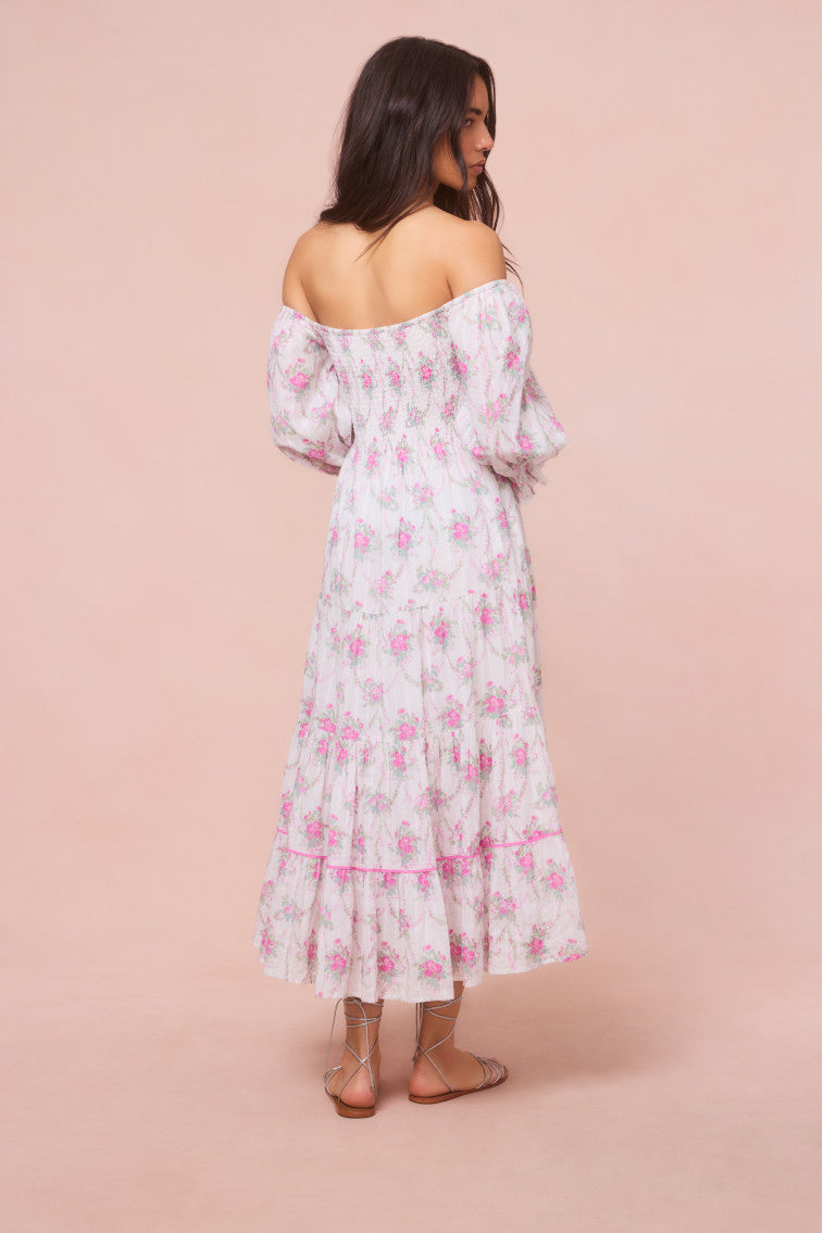 Robe mi-longue fleurie en coton Rigby