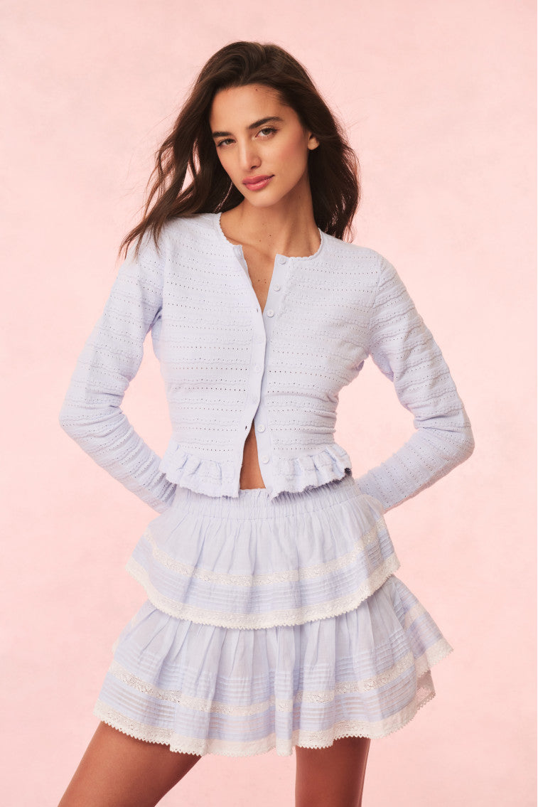 Cardigan en maille pointelle Rogan - MORNING SKY