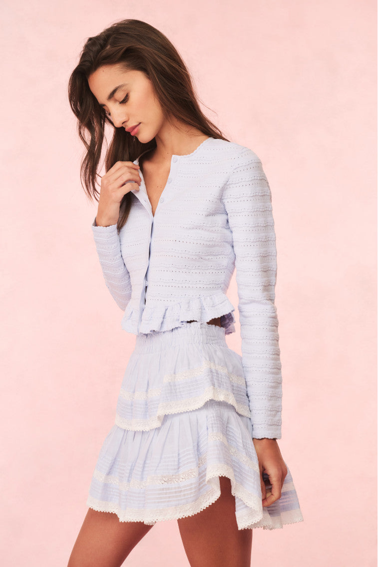 Cardigan en maille pointelle Rogan - MORNING SKY