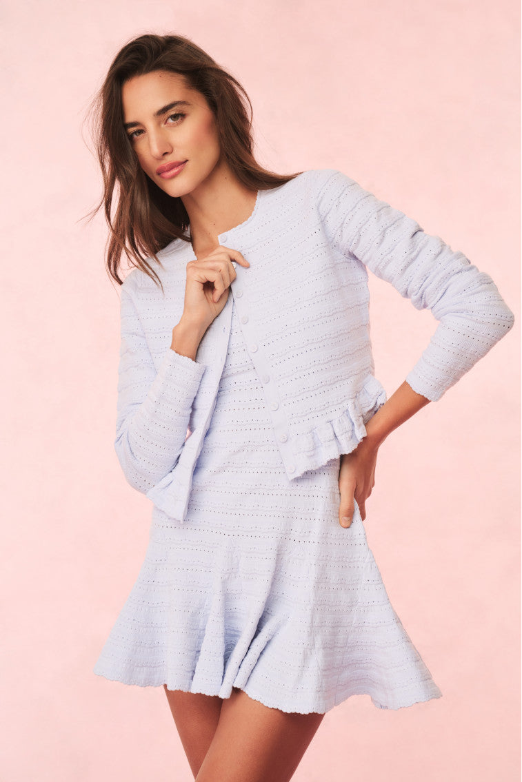 Cardigan en maille pointelle Rogan - MORNING SKY