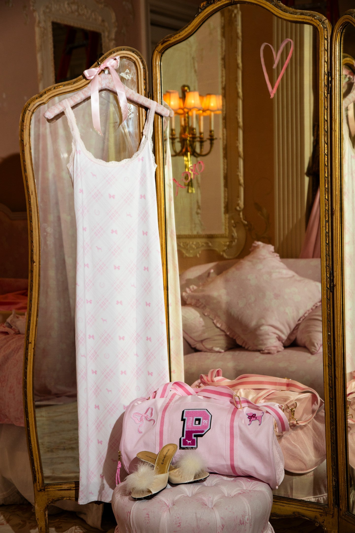 Robe midi en modal à imprimé tartan PINK x LoveShackFancy