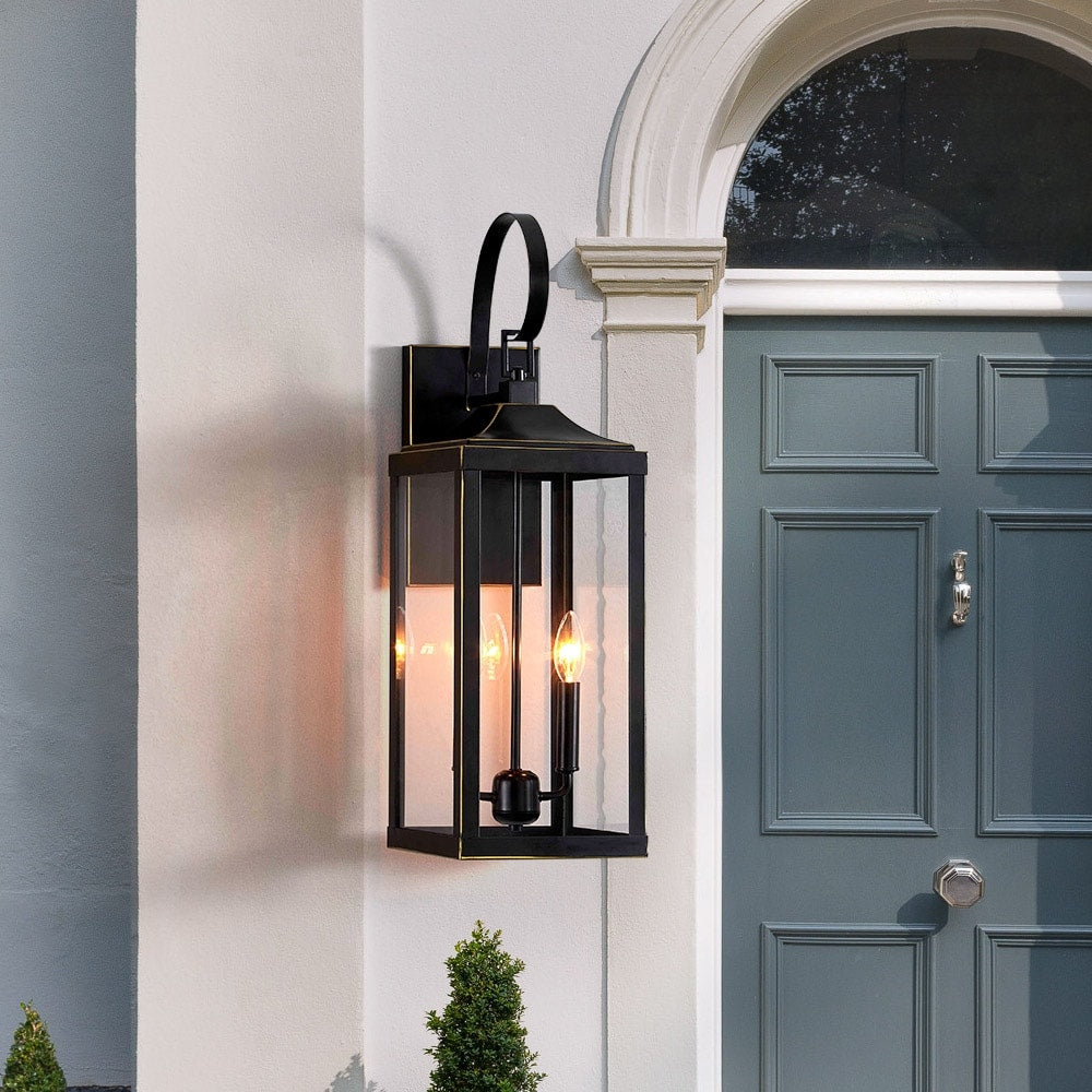 25.7H 2-Light Large Outdoor Bronze Exterior Wall Lantern Sconce Light