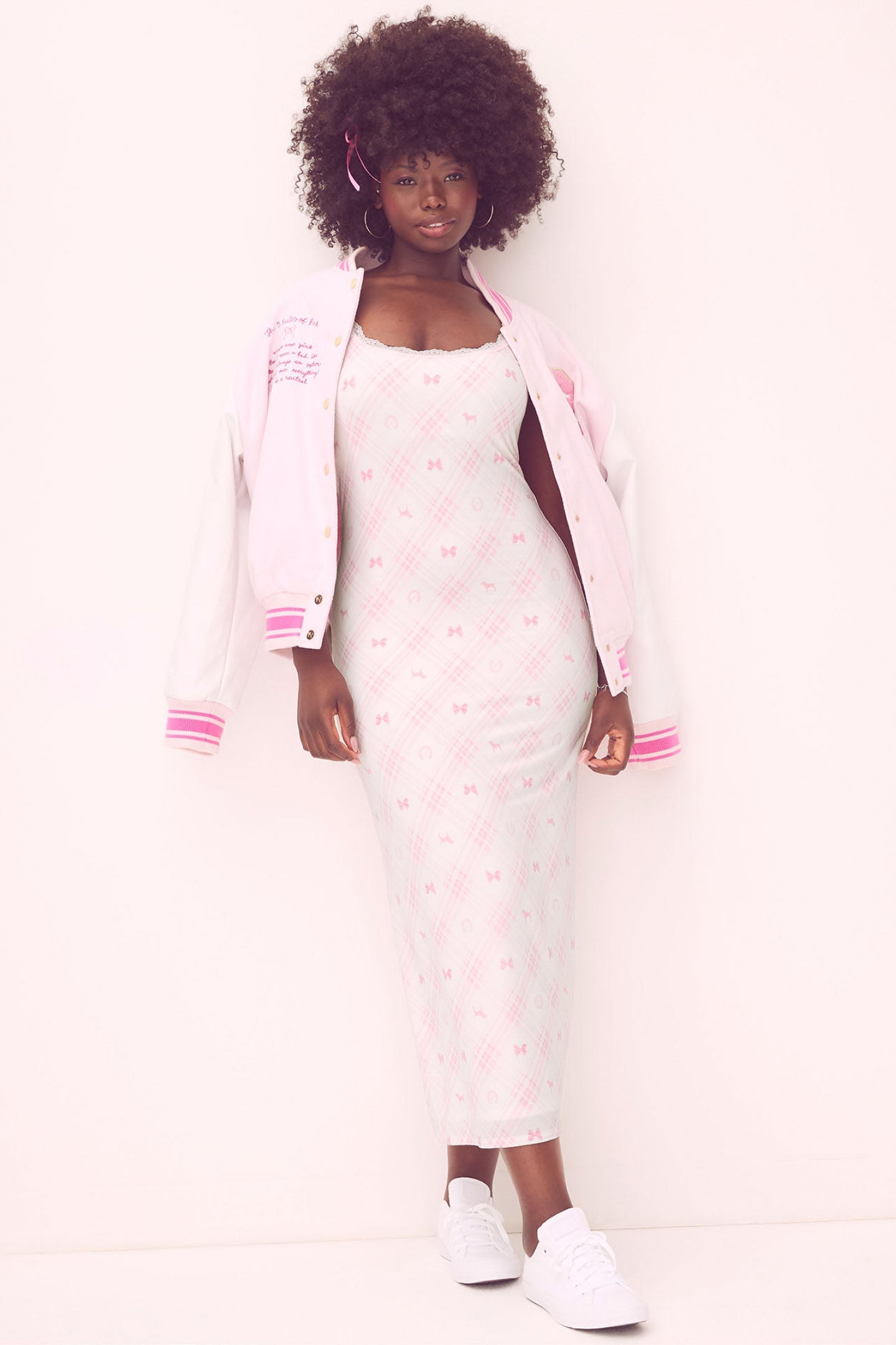 Robe midi en modal à imprimé tartan PINK x LoveShackFancy