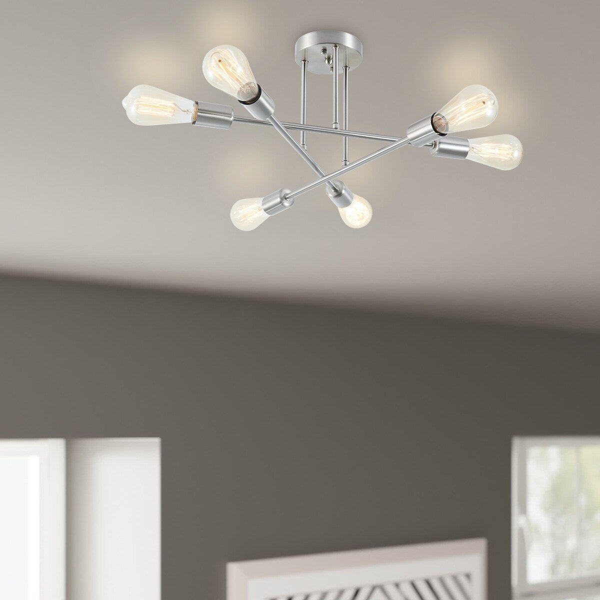 6 - Light Modern Metal 23.62'' Sputnik Semi-Flush Mount Ceiling Light