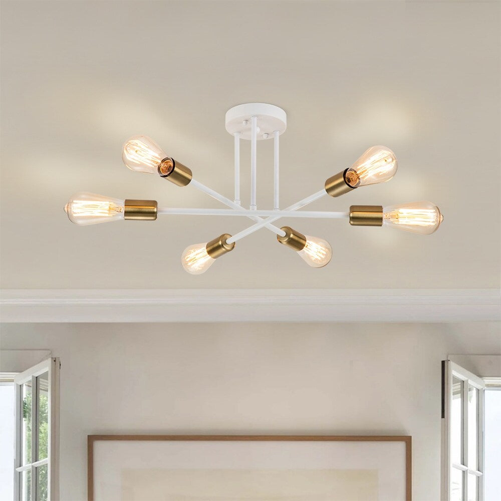 6 - Light Modern Metal 23.62'' Sputnik Semi-Flush Mount Ceiling Light