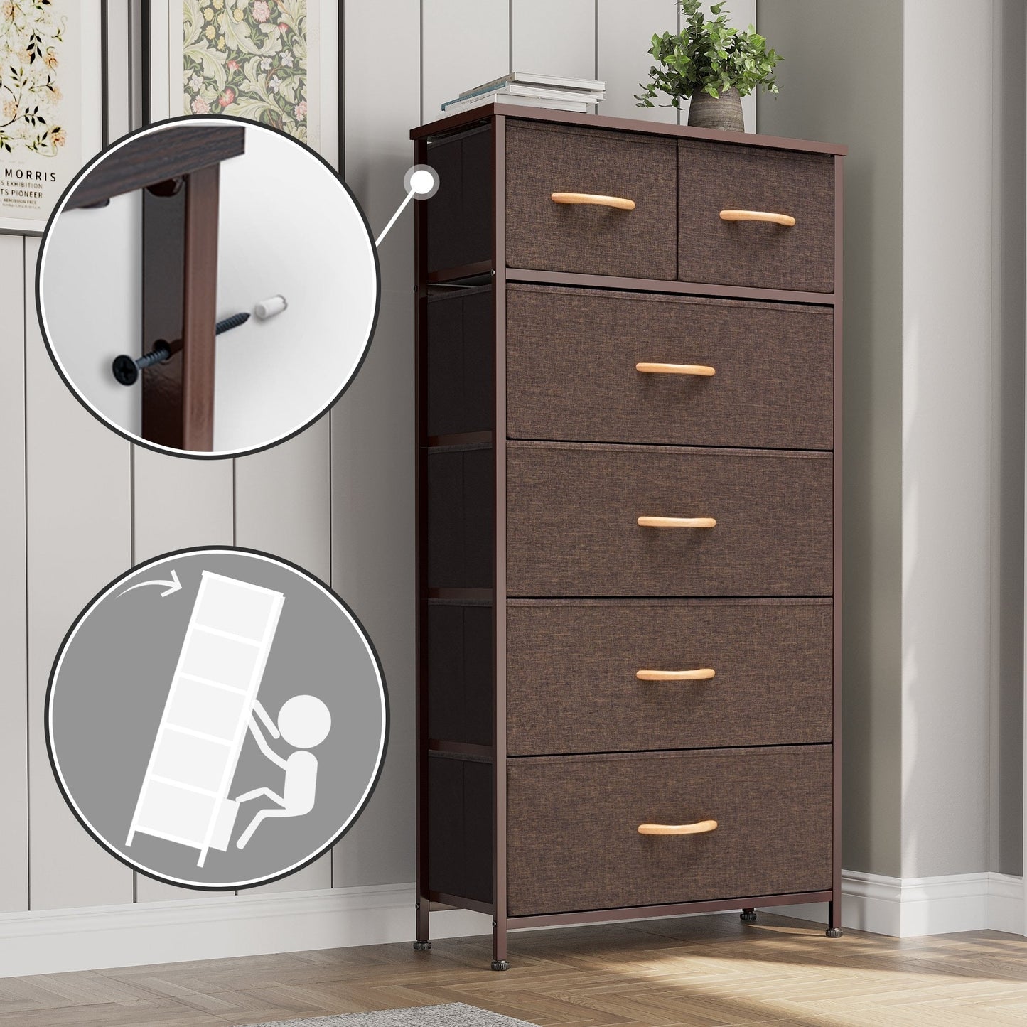 6-drawer Chest Vertical Dresser Storage Tower by Crestlive Products