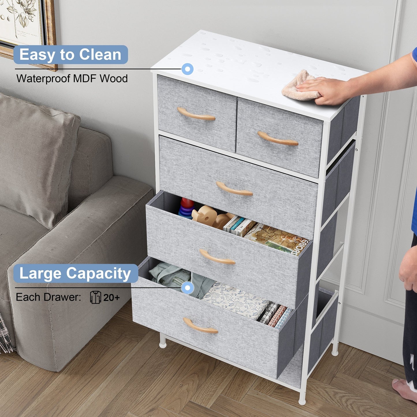 6-drawer Chest Vertical Dresser Storage Tower by Crestlive Products