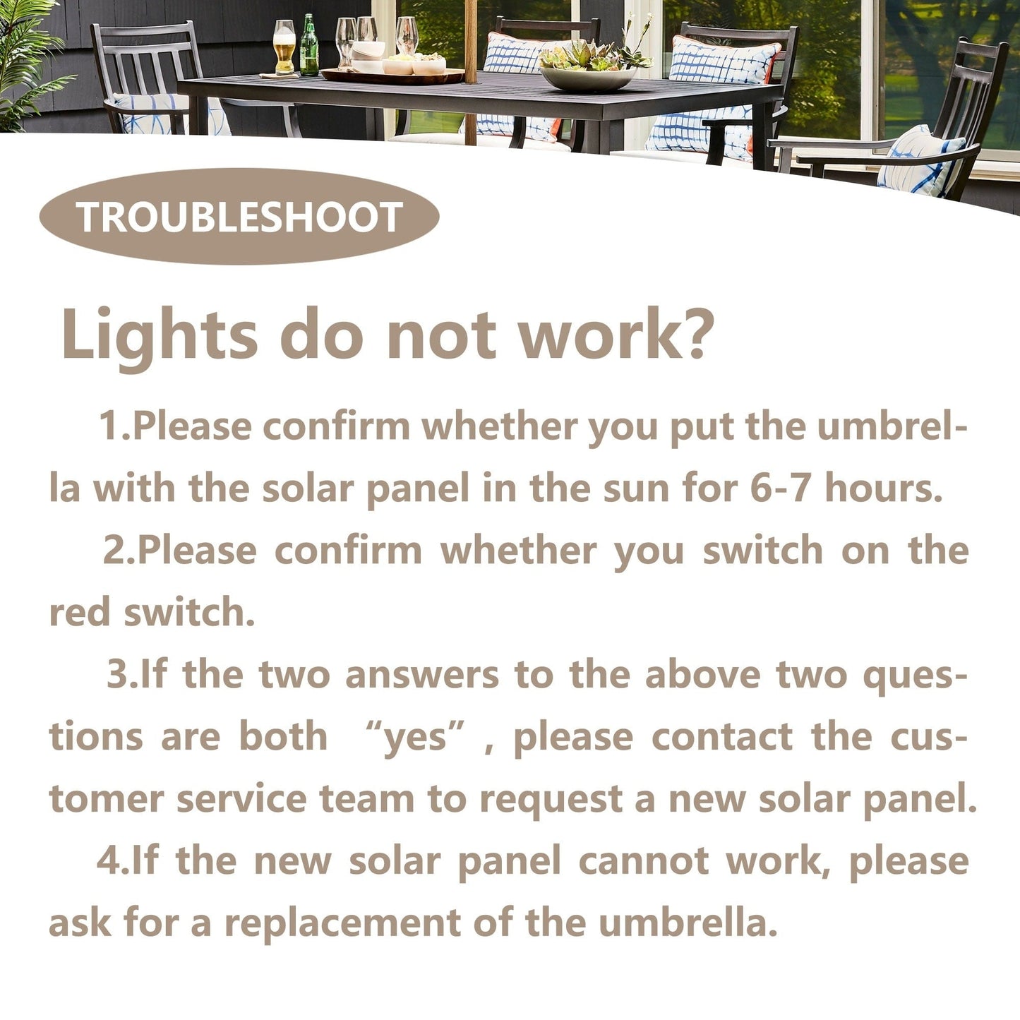 Ainfox 10ft Patio Umbrella with Lights Outdoor Solar Umbrella without Base