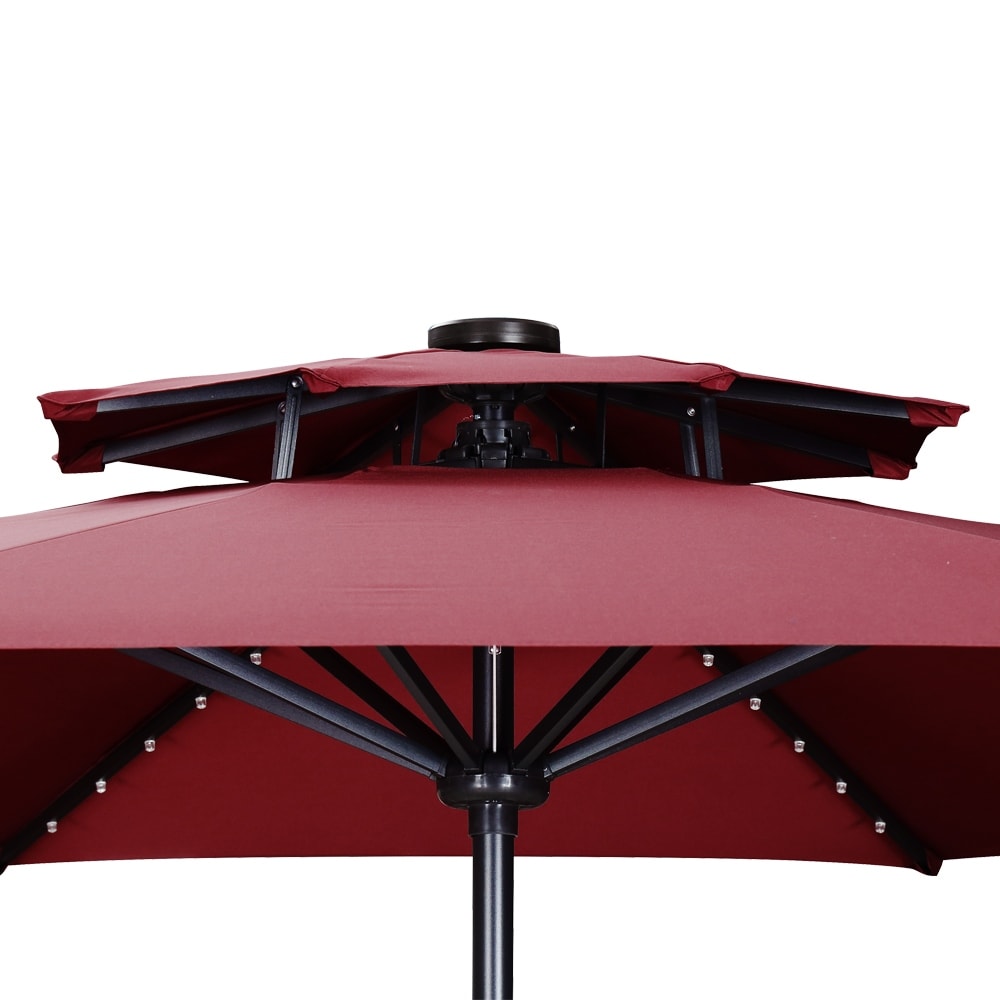 Ainfox 10ft Patio Umbrella with Lights Outdoor Solar Umbrella without Base