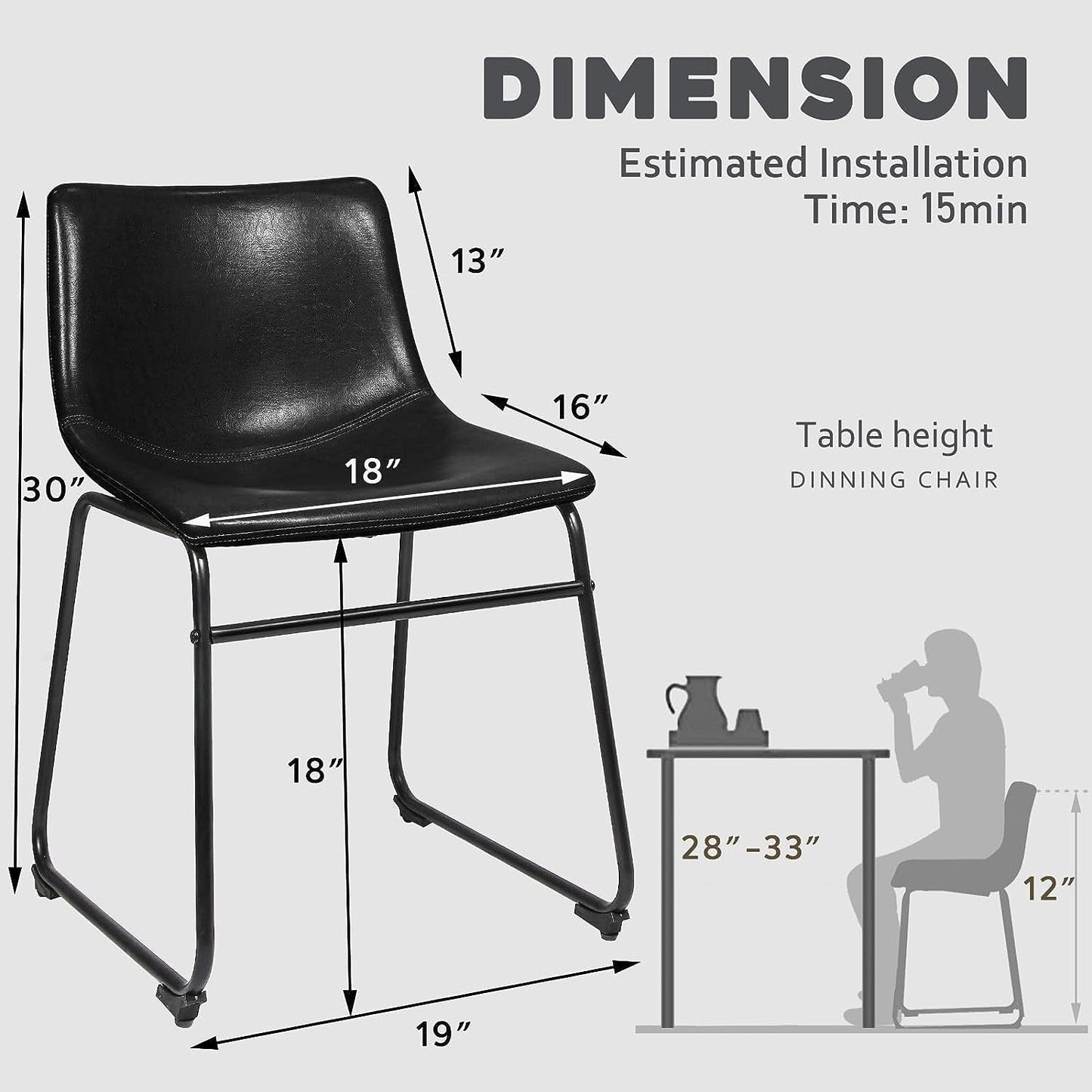 Bossin 18/26/30 inch Bar Stools,Counter Height Bar Stools with Back Modern PU Leather Stools Dining Chair with Footrest