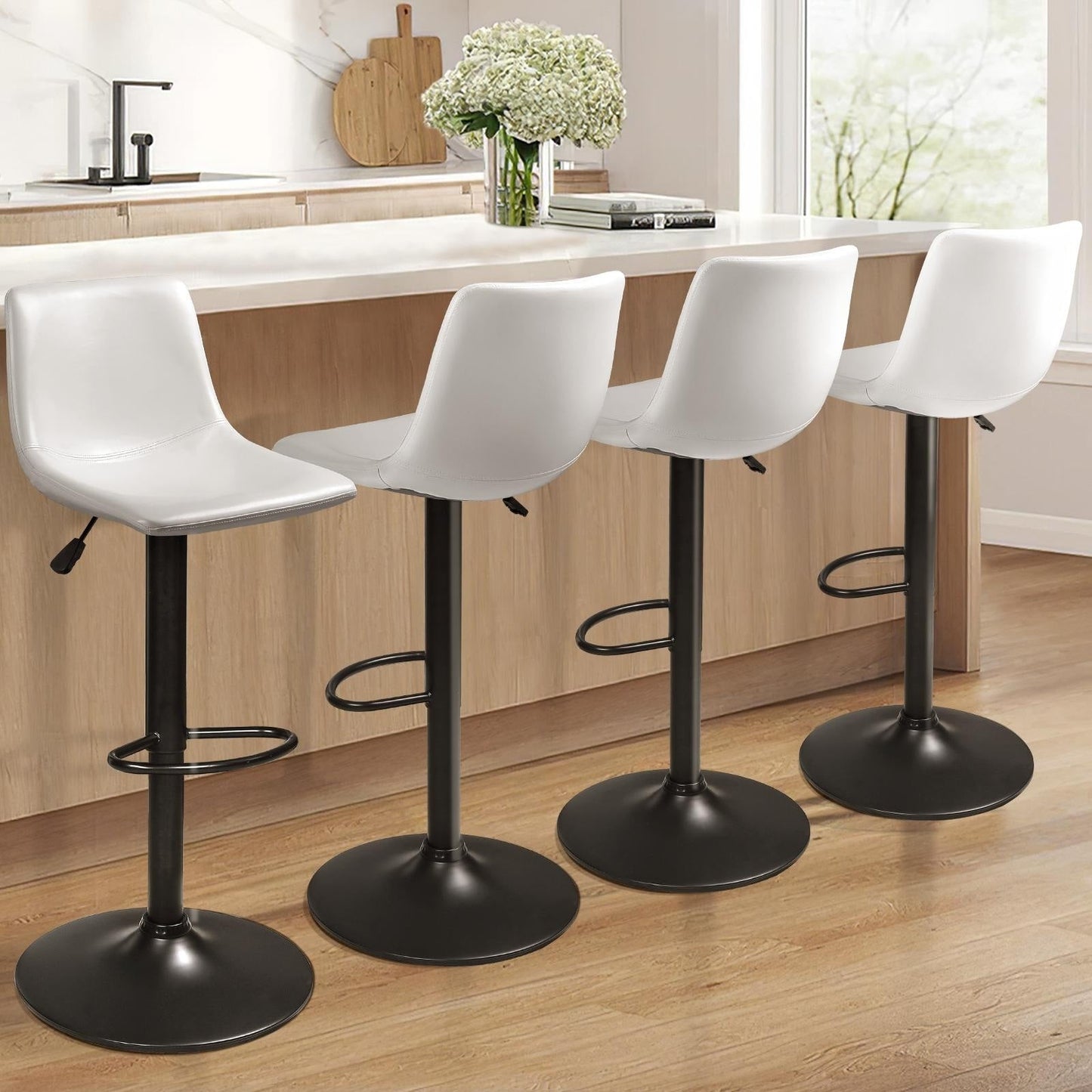 Bossin Adjustable Swivel Bar Stools with Backs – Counter Height