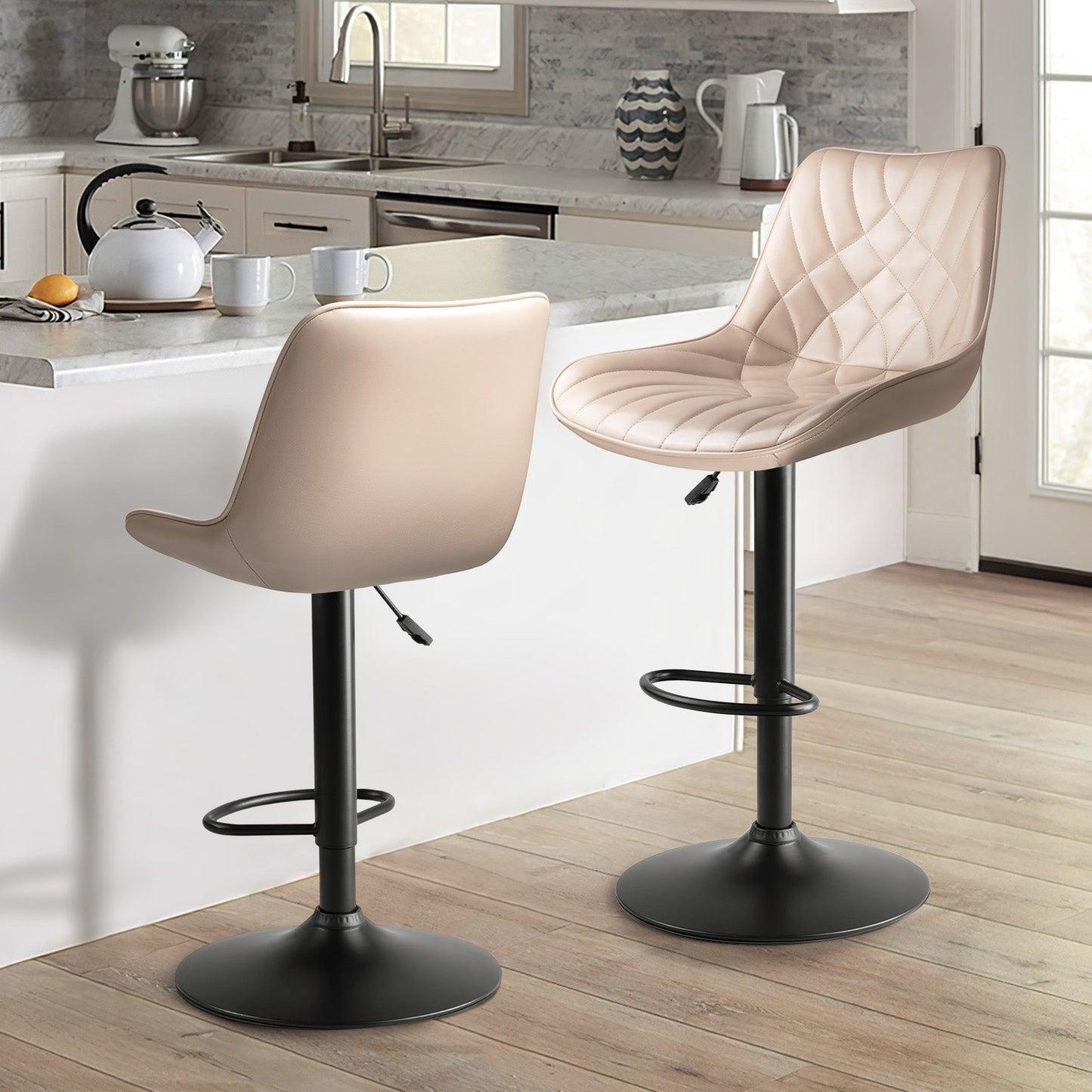 Bossin Adjustable Swivel Bar Stools with Backs – Counter Height