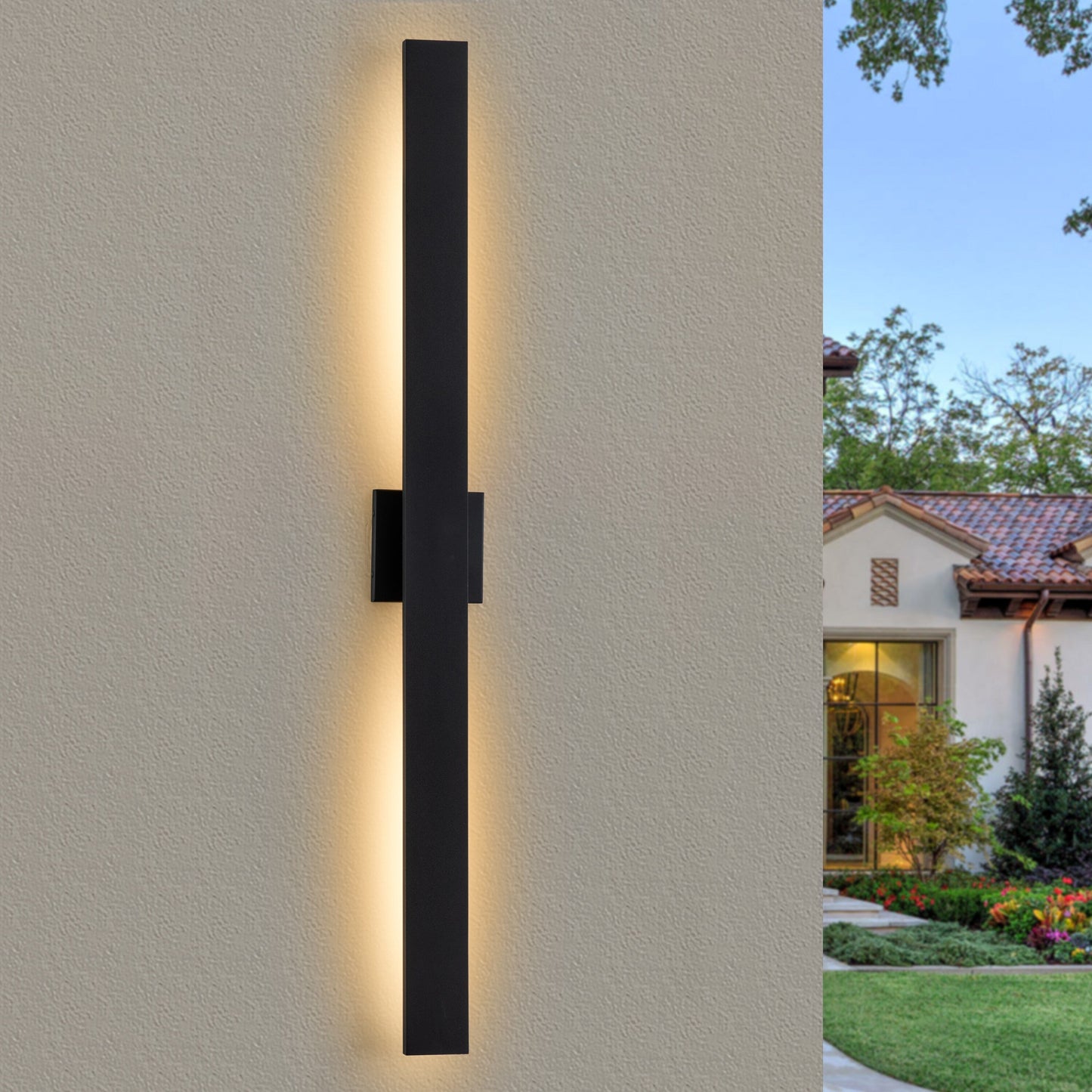 C Cattleya 2-Light Matte Black Aluminum LED Outdoor Wall Sconce