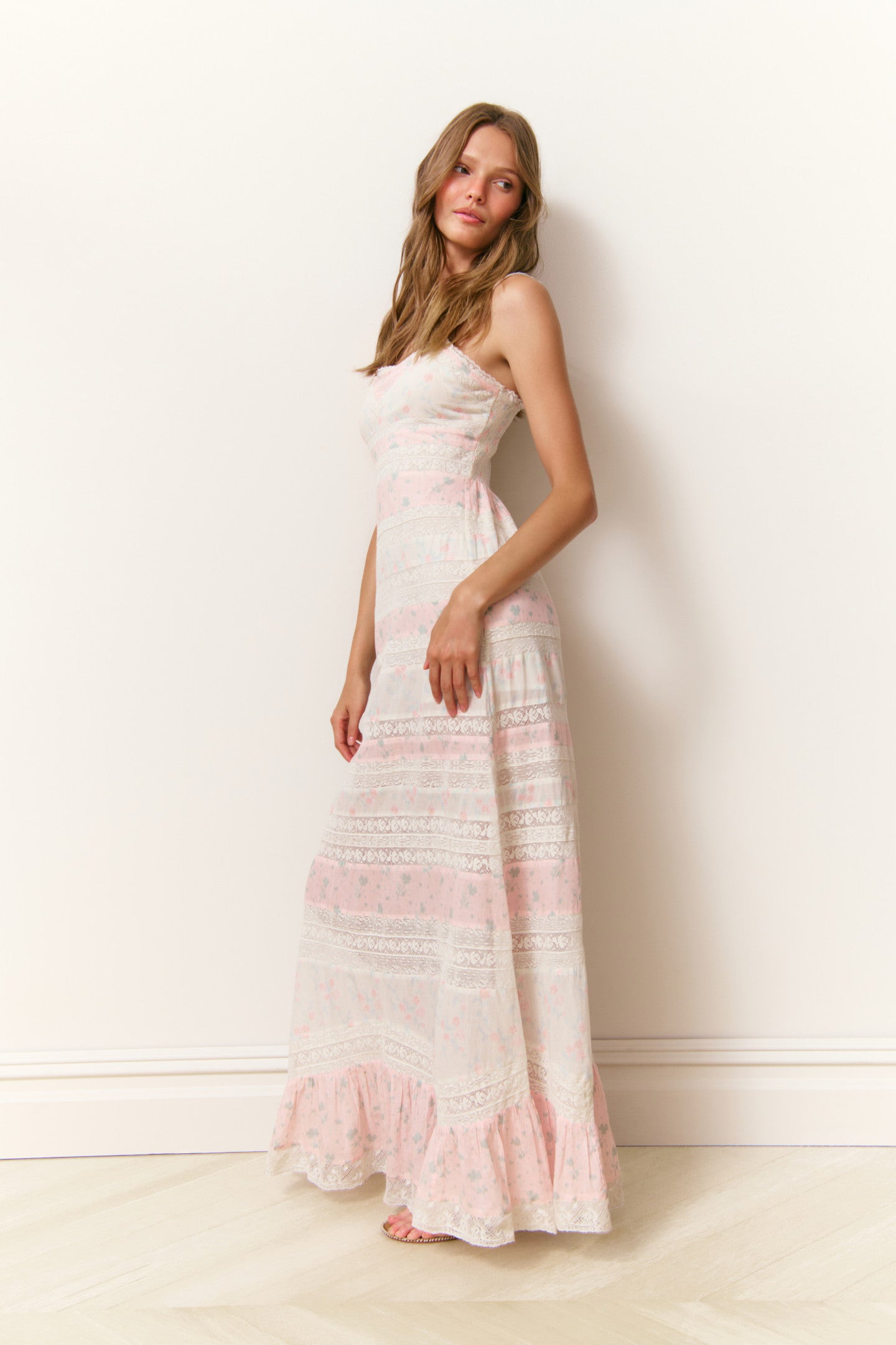 Robe longue en coton à imprimés mixtes Carwen