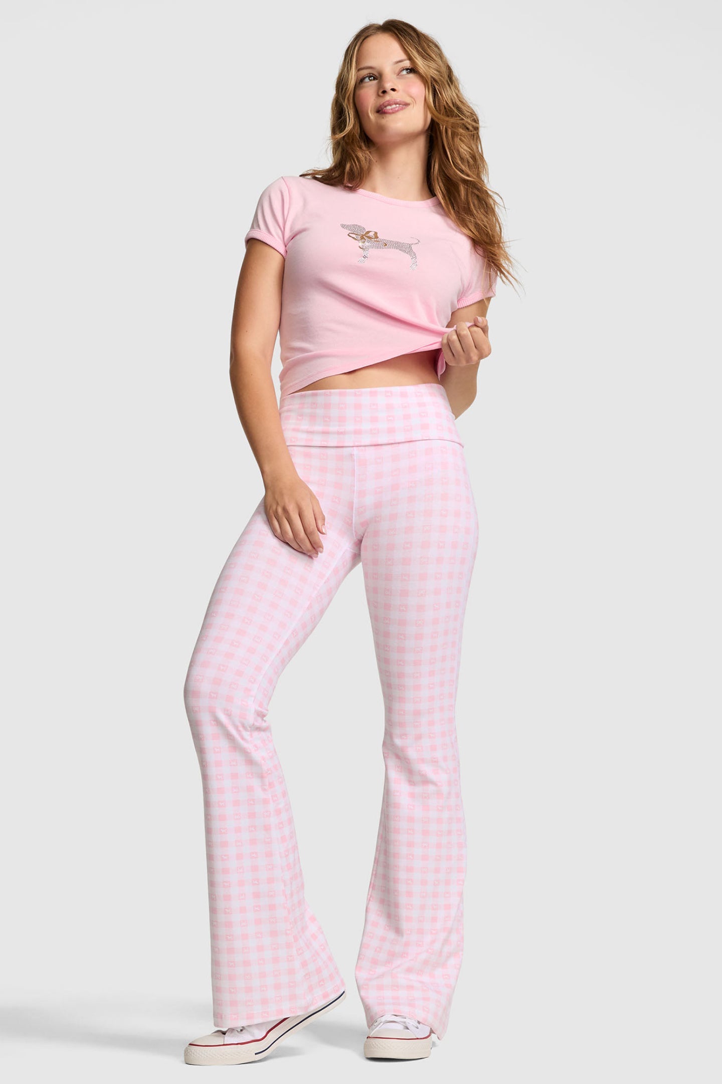 Legging évasé en coton PINK x LoveShackFancy