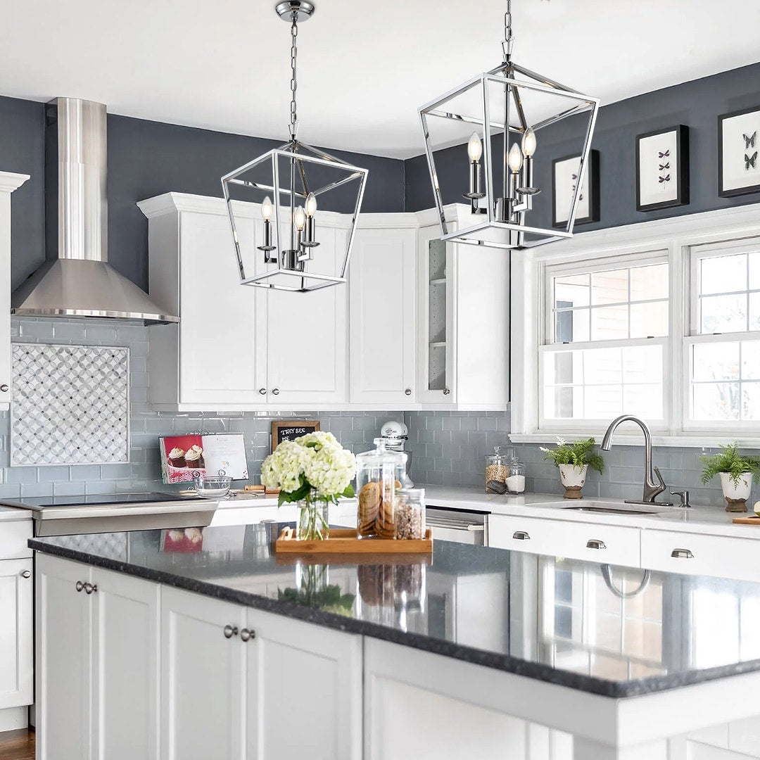 Lustre suspendu style lanterne à bougie pour escalier ou îlot de cuisine - N/A