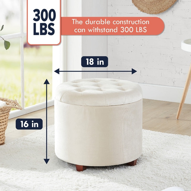 Donovan Tufted Round Storage Ottoman