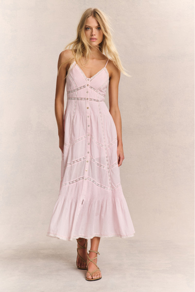 Robe midi en coton Esilda - ROSE