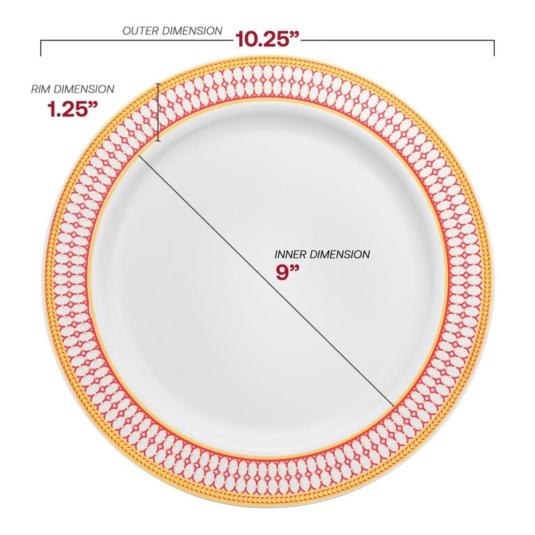 Elegant Gold Chord Rim Disposable Plastic Plate Packs - Party Supplies