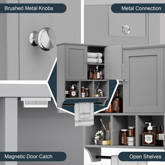 Futzca Bathroom Cabinet Wall Mounted, Storage Cabinet with Doors and Shelves