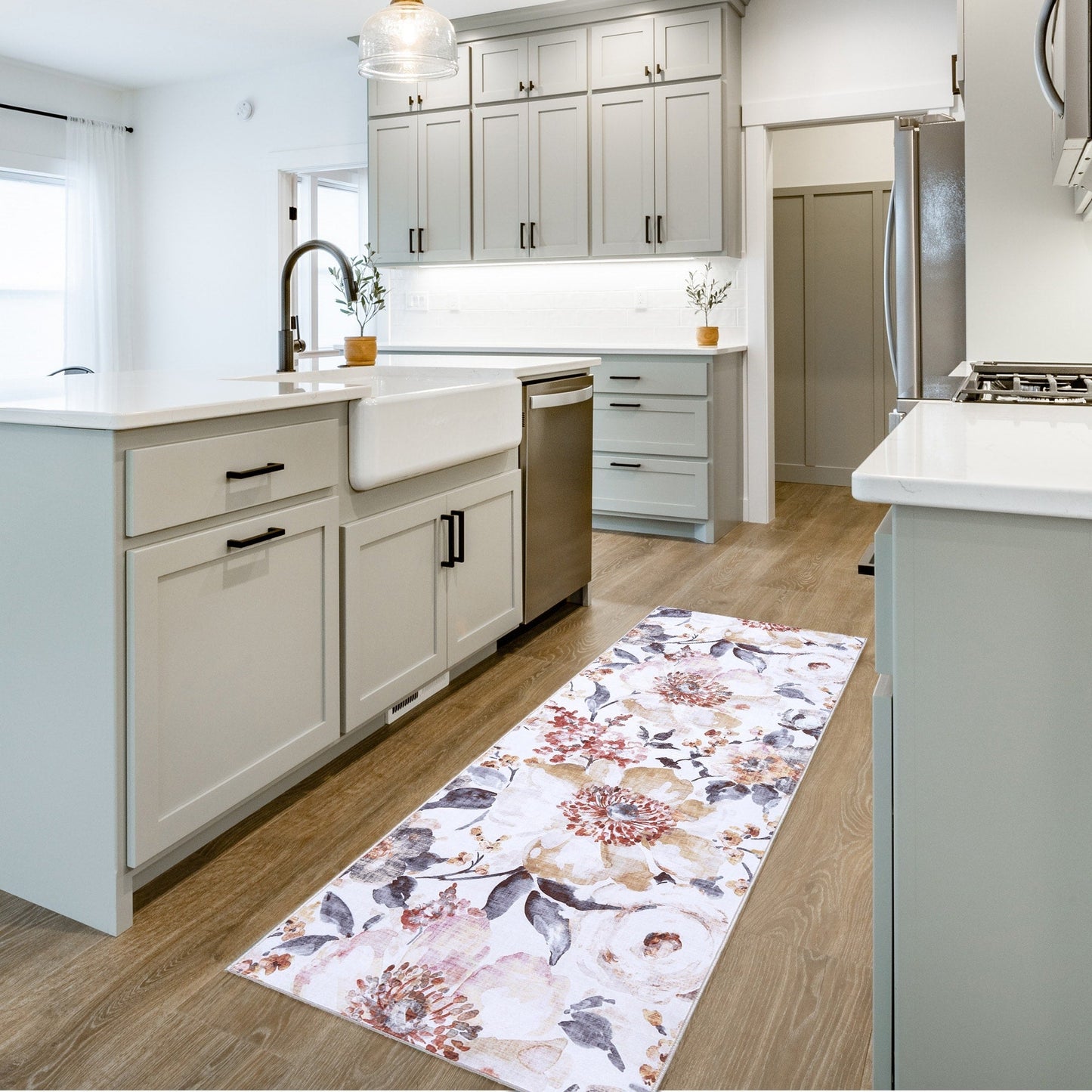 Gertmenian Crystal Print Washable Digital Printed Flat Pile Polyester Slip Resistant Area Rug Collection