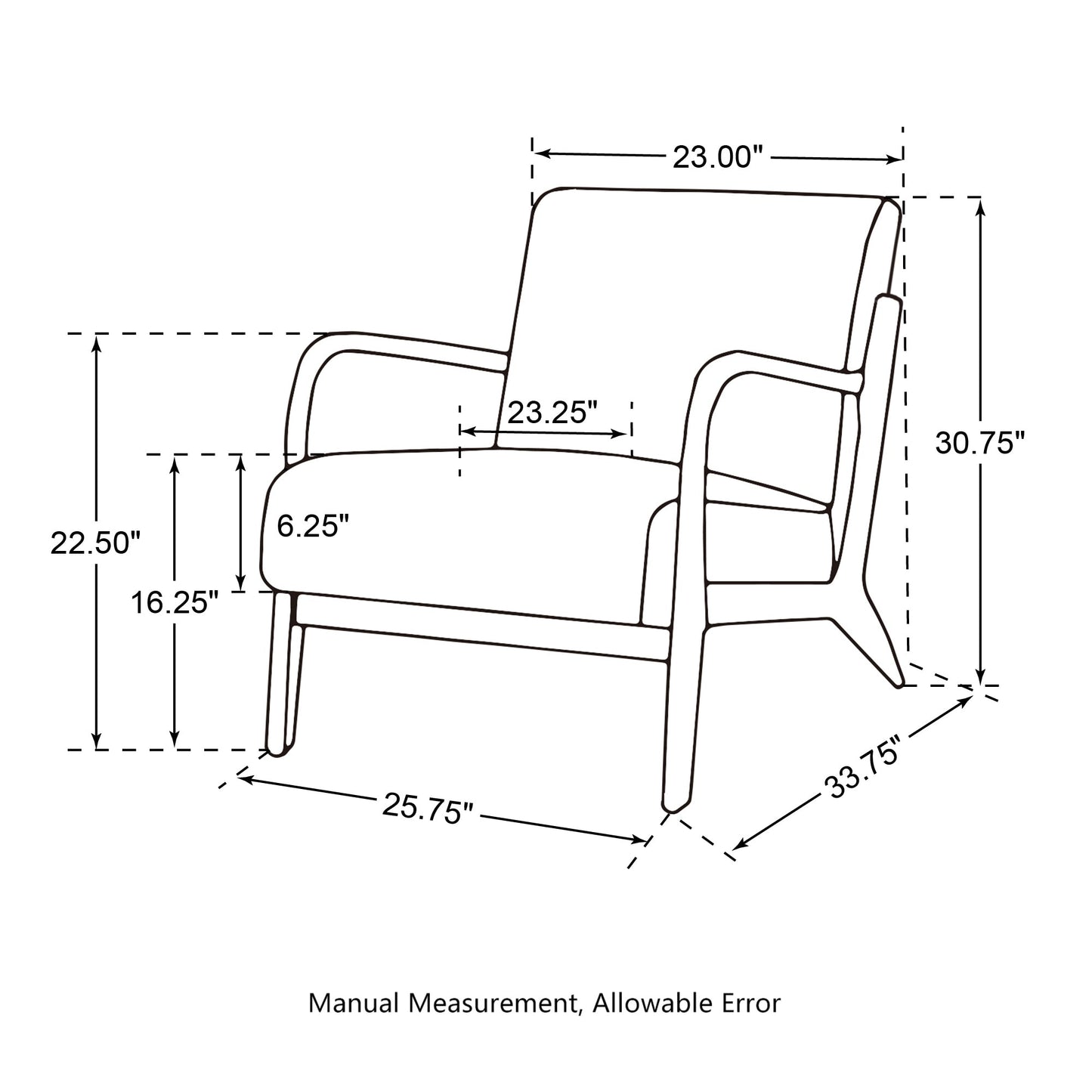 Fauteuil d'appoint moderne en cuir synthétique Glitzhome 30,75 po de hauteur, style milieu de siècle, avec coussin – 25,75 po de largeur x 33,75 po de profondeur x 30,75 po de hauteur