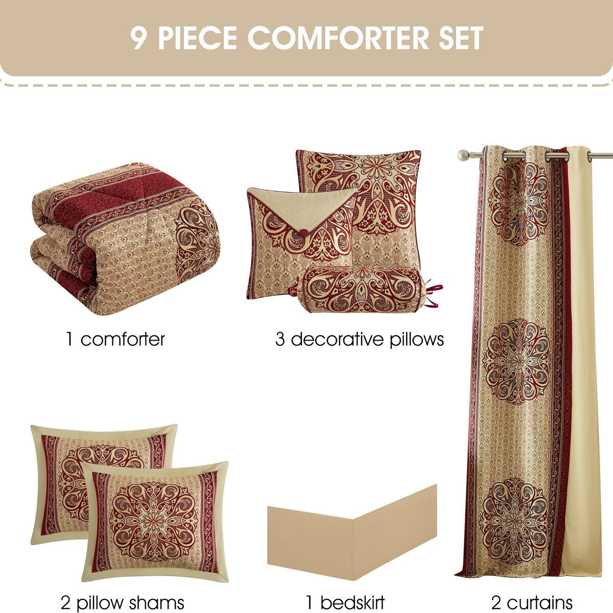 Nanshing Prince 7 Piece Elegant Medallion Comforter Set