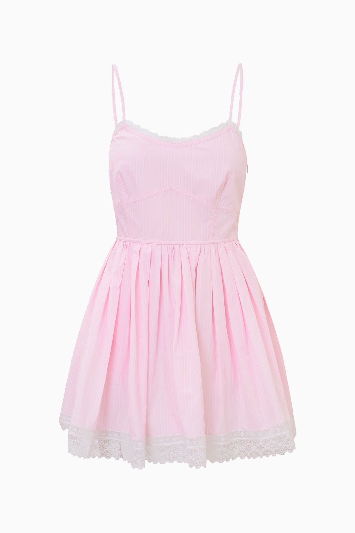 Robe courte à fines rayures en coton Harrisine - PINK RIVIERA