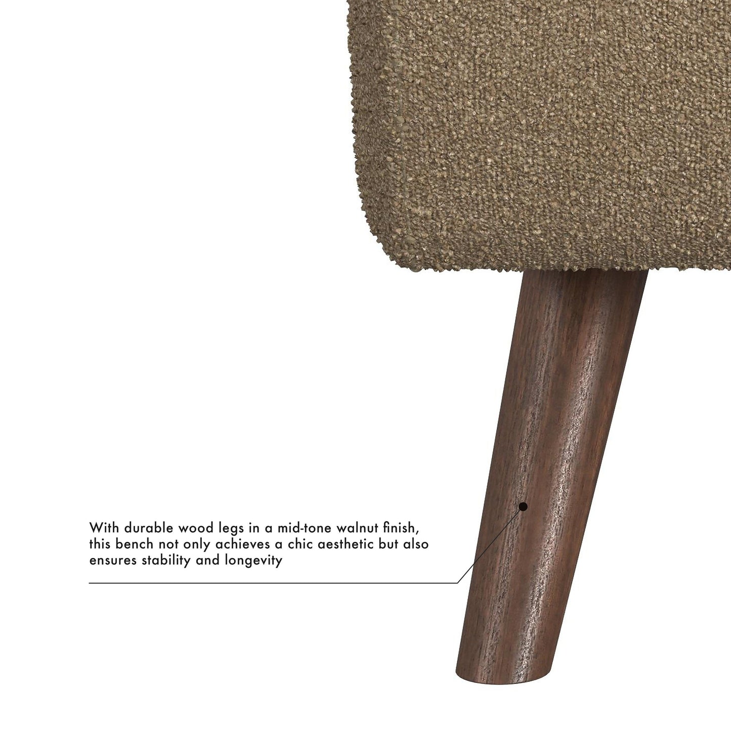 Banc de rangement moderne Sherpa avec pieds en bois HomePop