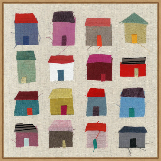 Houses by Jenny Frean Framed Canvas Wall Art Print - Sylvie Maple