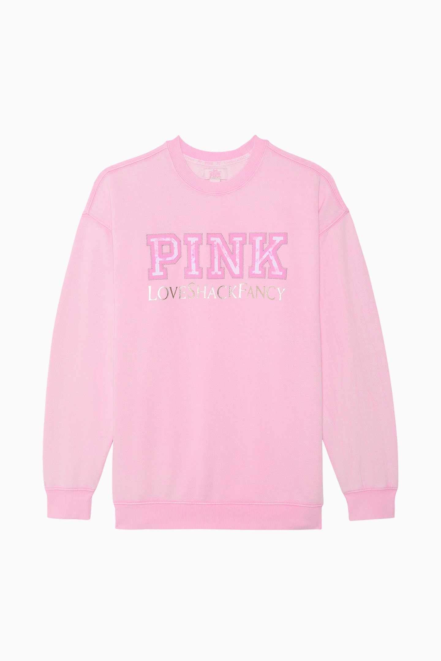 Sweat-shirt ras du cou surdimensionné PINK x LoveShackFancy - PINK LOLLIPOP