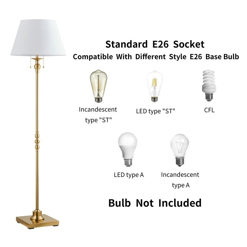 KAWOTI 60.5'' 2-Light Floor Lamp with Empire Fabric Shade