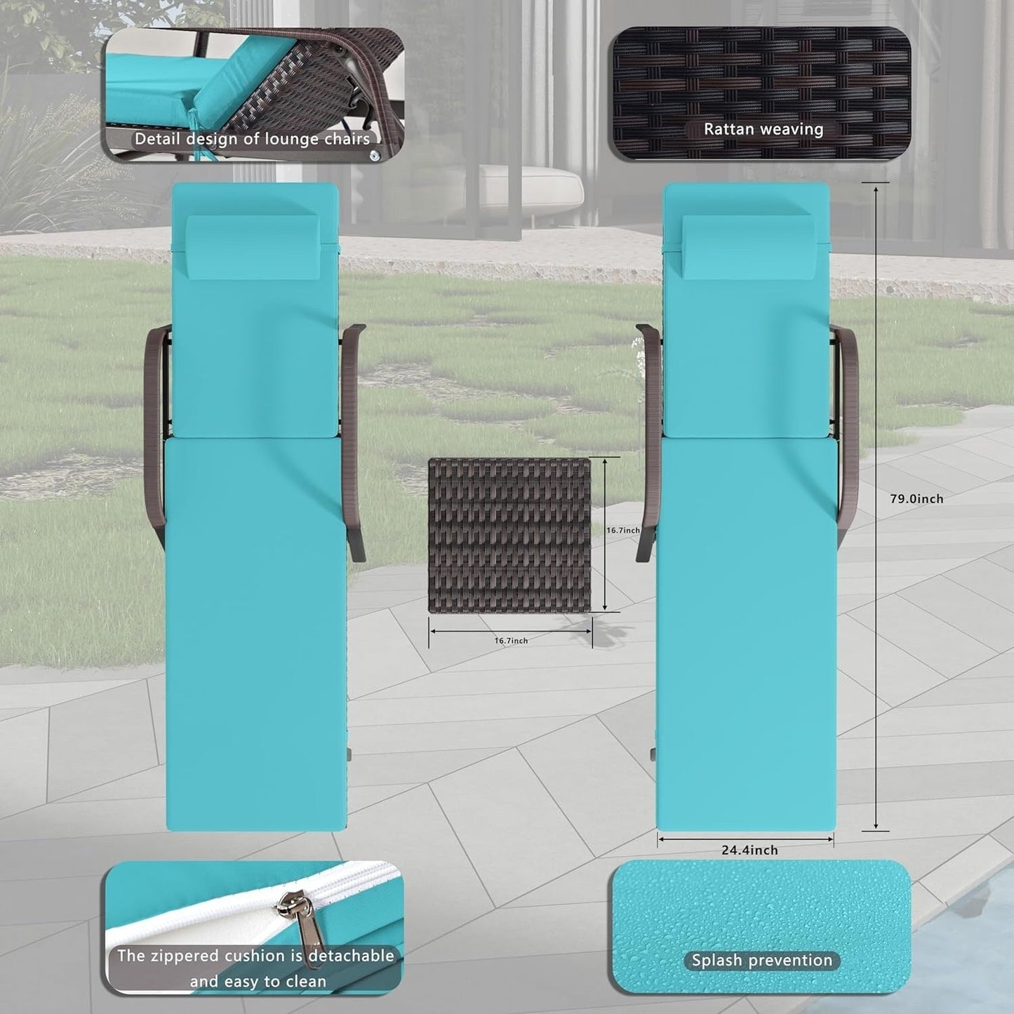 Ensemble de chaises longues d'extérieur 3 pièces Kullavik