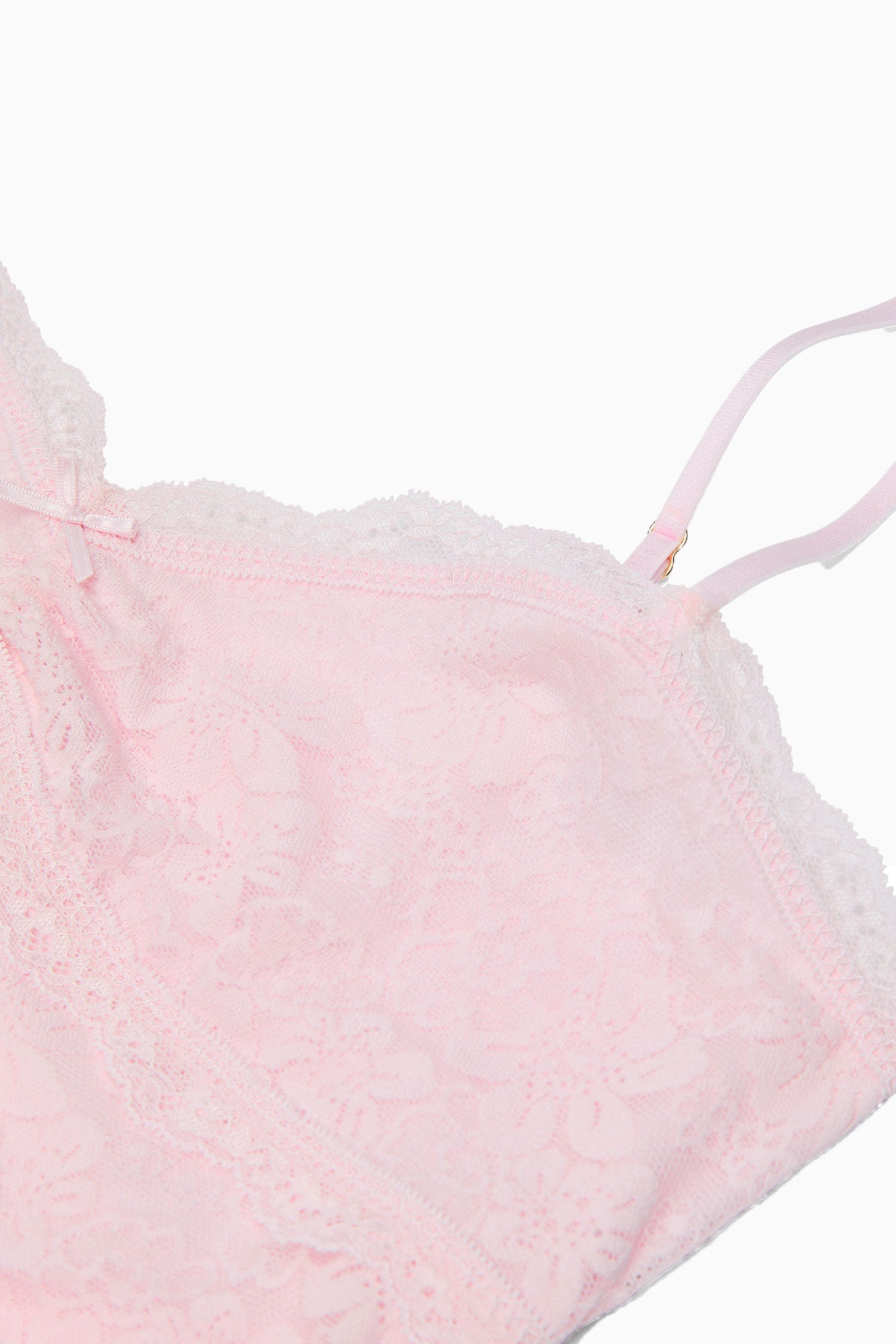 Robe courte en dentelle froncée PINK x LoveShackFancy