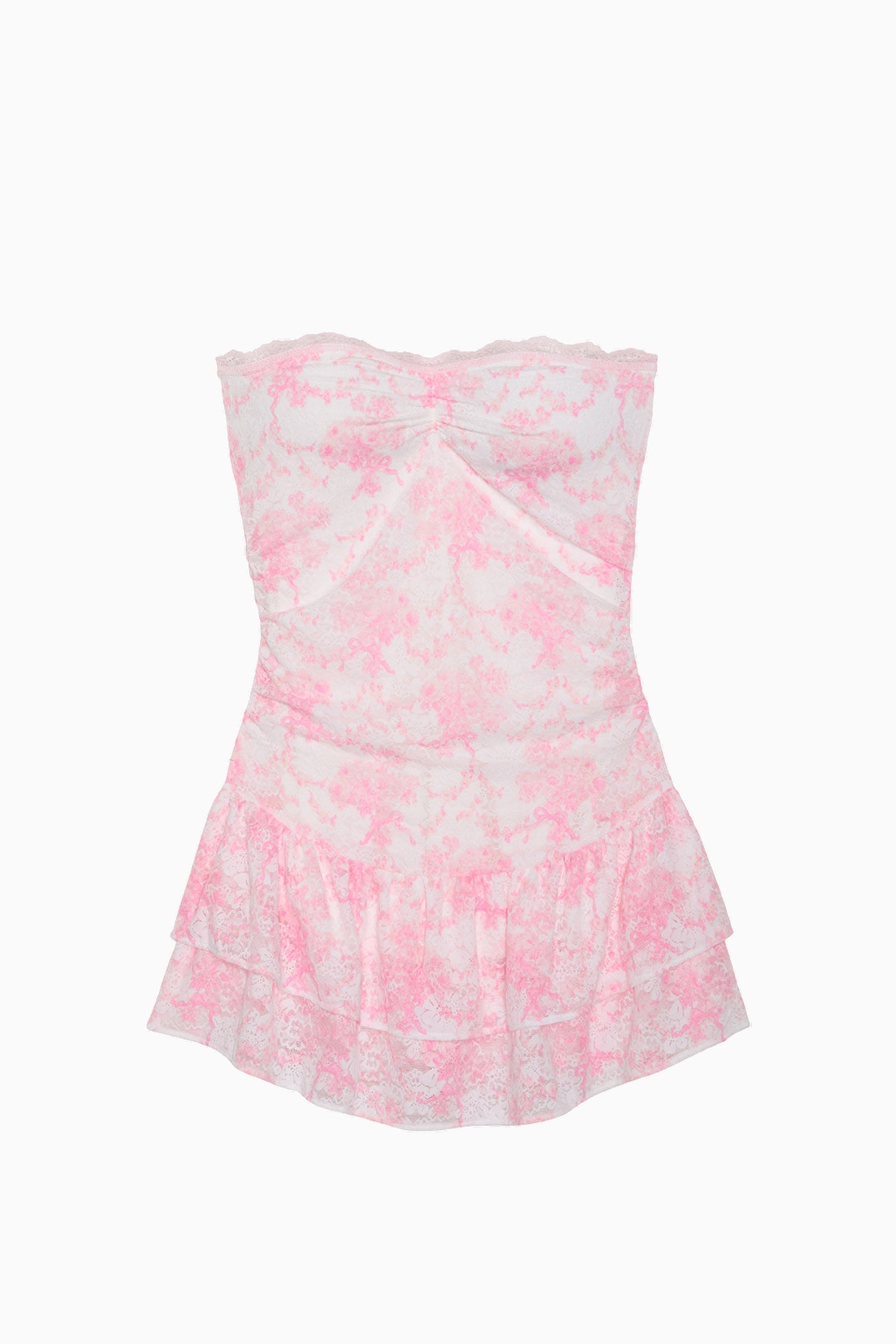 Robe mini bustier en dentelle PINK x LoveShackFancy