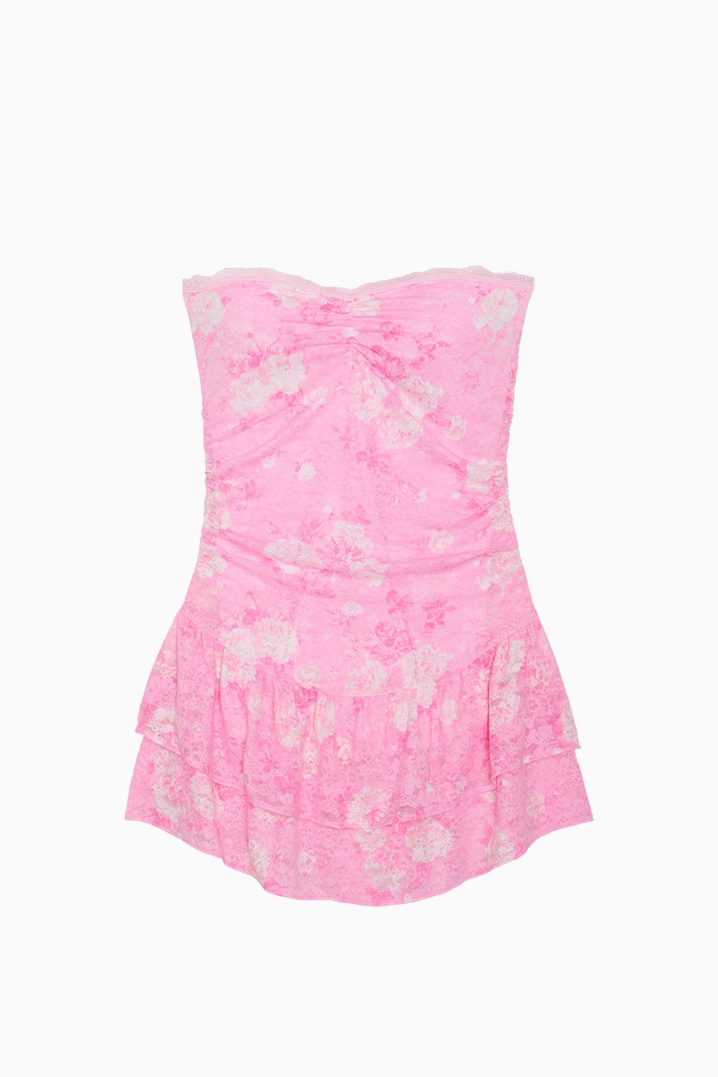 Robe mini bustier en dentelle PINK x LoveShackFancy