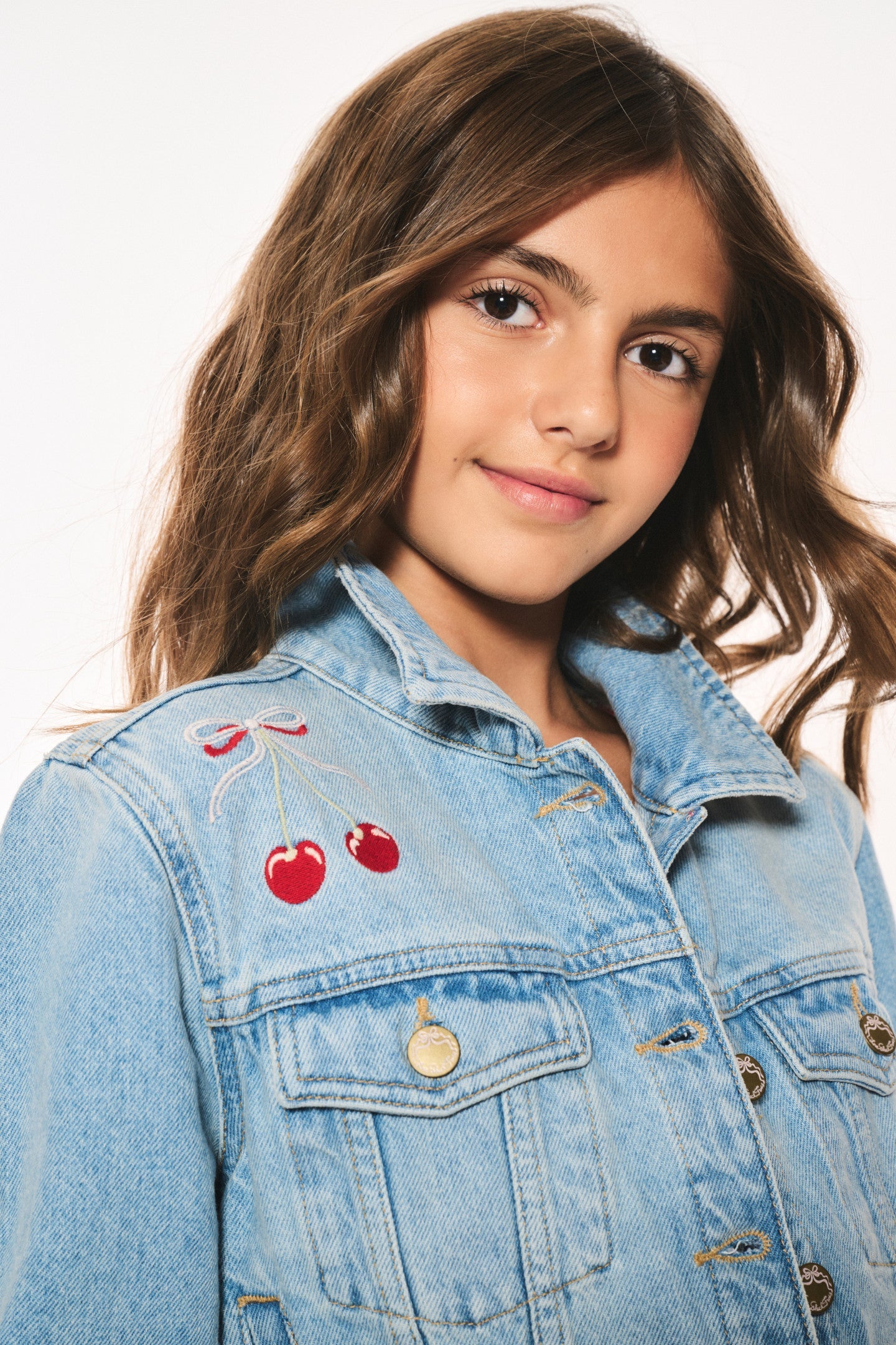 Veste en jean cerise Lavina pour fille