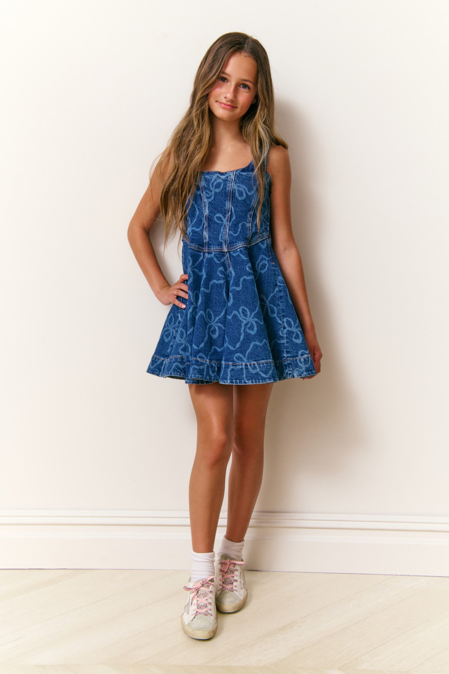 Robe en jean à nœud Liliette pour fille