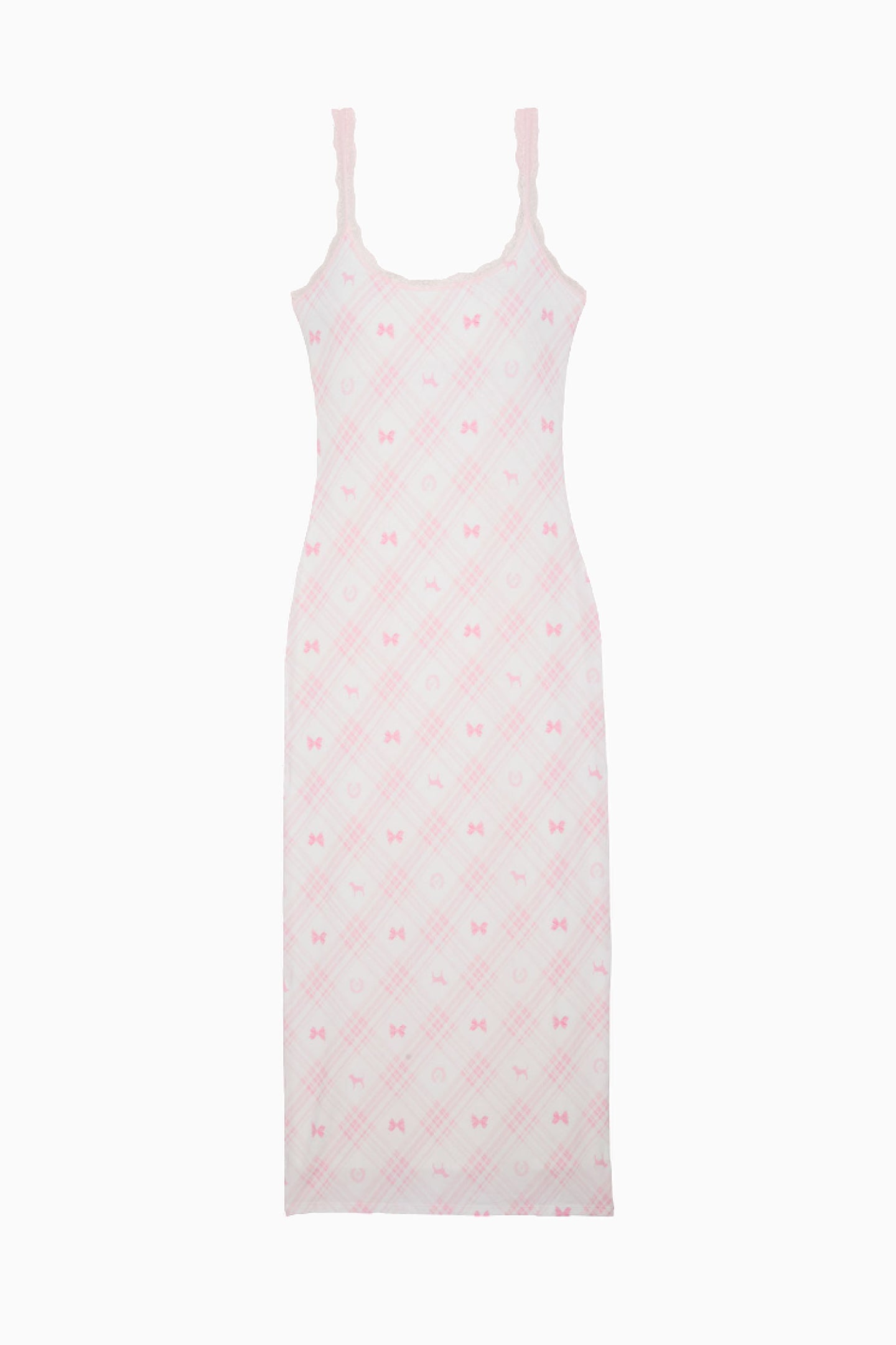 Robe midi en modal à imprimé tartan PINK x LoveShackFancy