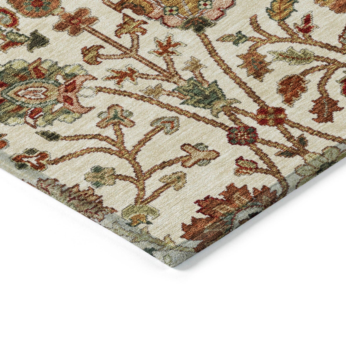 Machine Washable Indoor/ Outdoor Traditional Kashan Chantille Rug