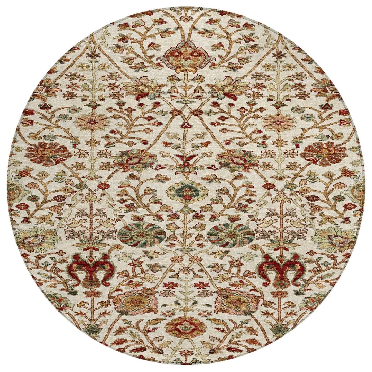 Machine Washable Indoor/ Outdoor Traditional Kashan Chantille Rug