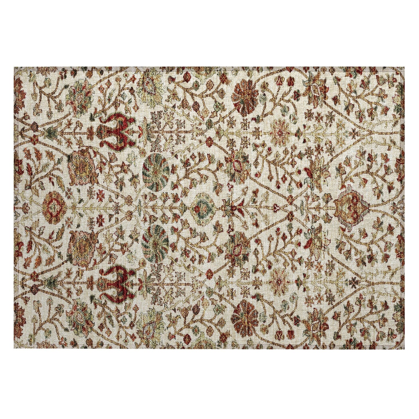 Machine Washable Indoor/ Outdoor Traditional Kashan Chantille Rug