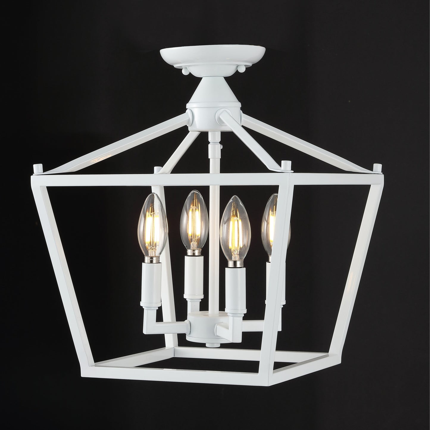 Milton Mini Lantern 4-Light Iron Modern Farmhouse LED Flush Mount, by JONATHAN Y