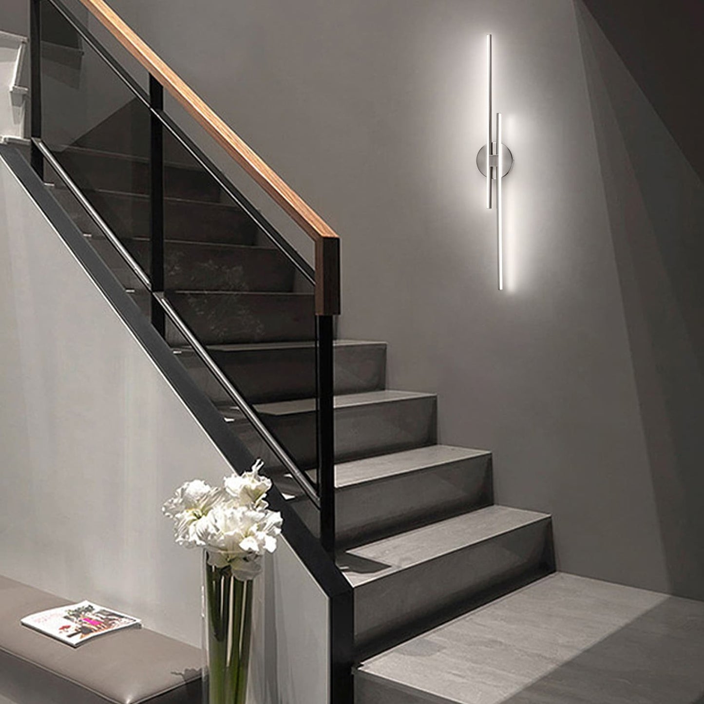 Minimalist 2-Light Dimmable LED Vanity Light Linear Metal Wall Sconce