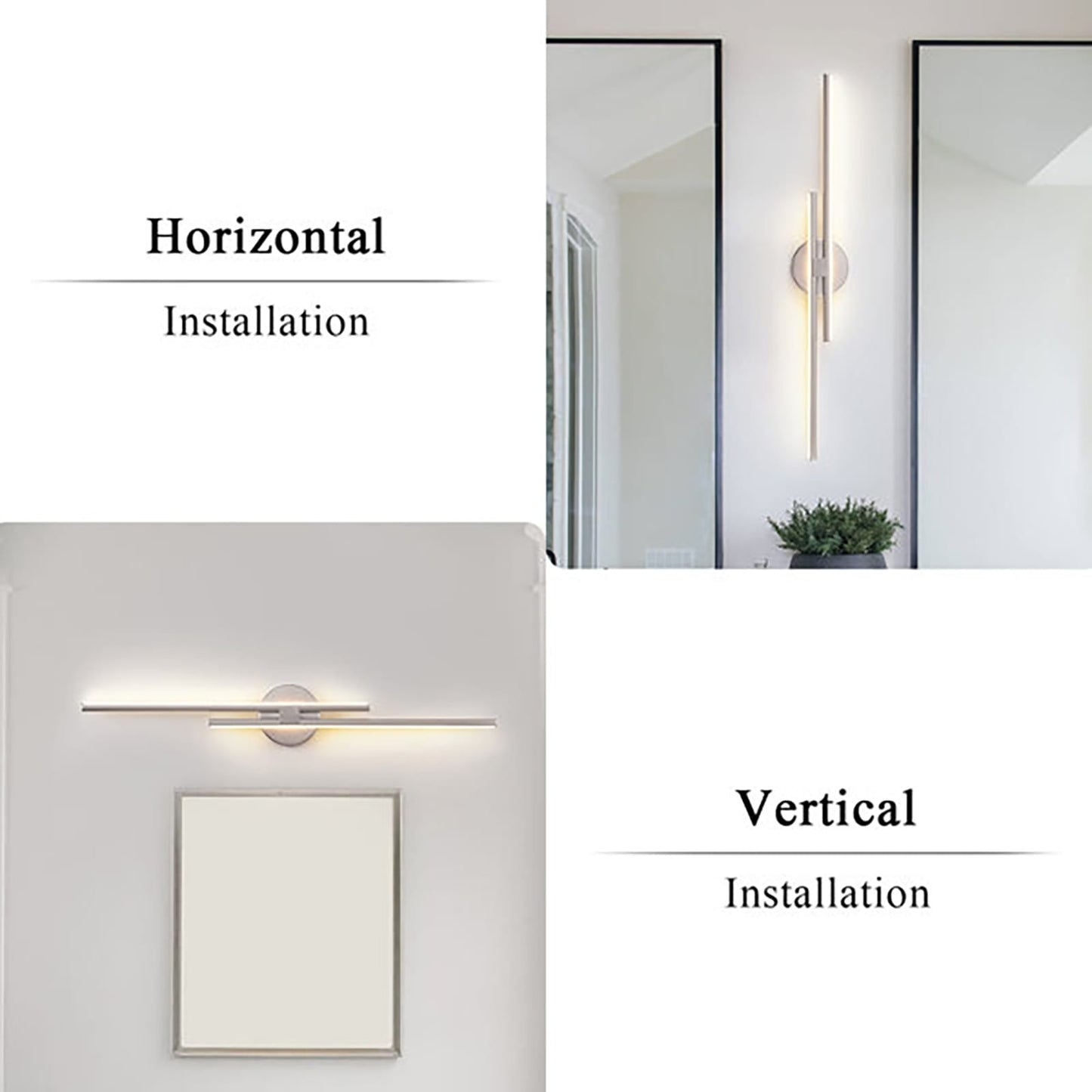 Minimalist 2-Light Dimmable LED Vanity Light Linear Metal Wall Sconce