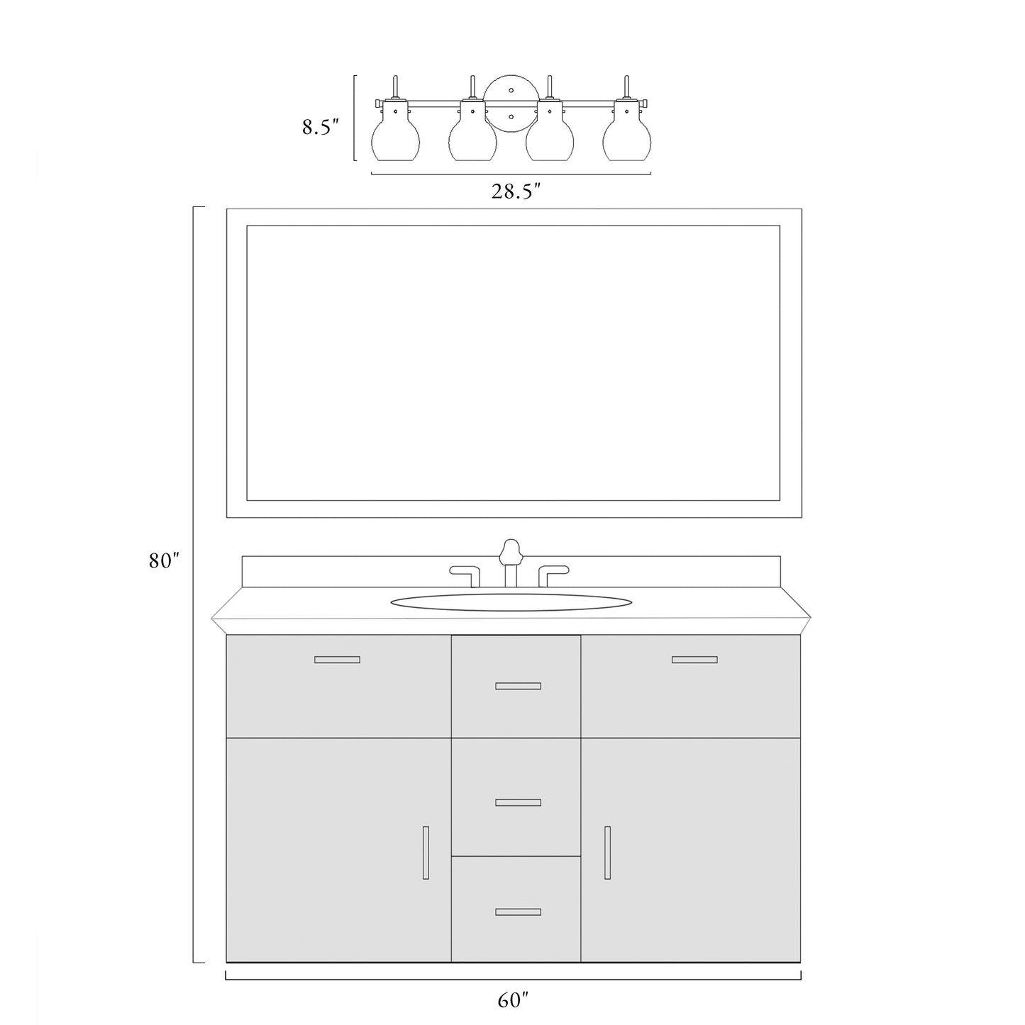 Modern 2/3/4/5-Light Bathroom Vanity Light Globe Glass Wall Sconce Minimalist Design